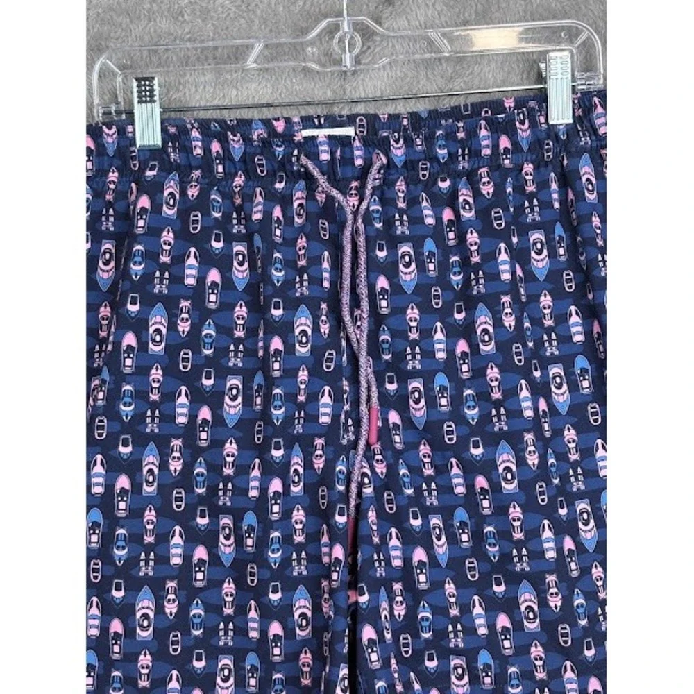 Buoy & Boat Mens Boat Print Swim Trunks Shorts with Liner -‎ Large